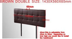 PU Leather Double Bed Deluxe Headboard Bedhead - Brown -Best Bedding Store V63 768225 05 7
