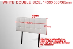 PU Leather Double Bed Deluxe Headboard Bedhead - White -Best Bedding Store V63 768235 04 7