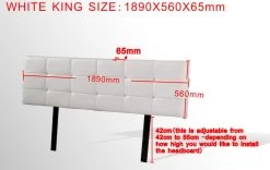 PU Leather King Bed Deluxe Headboard Bedhead - White -Best Bedding Store V63 768275 04 7