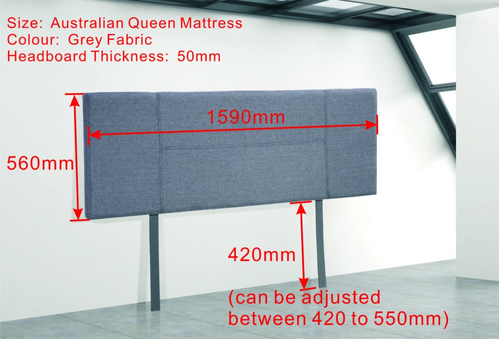 Linen Fabric Queen Bed Headboard Bedhead - Grey 6 Linen Fabric Queen Bed Headboard Bedhead - Grey - Image 4