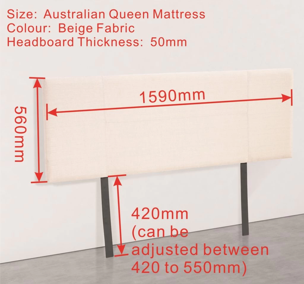 Linen Fabric Queen Bed Headboard Bedhead - Beige 6 Linen Fabric Queen Bed Headboard Bedhead - Beige - Image 4