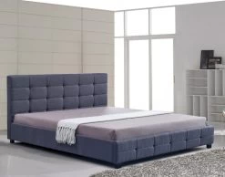 Linen Fabric King Deluxe Bed Frame Grey