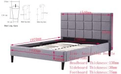 Double Linen Fabric Deluxe Bed Frame Grey -Best Bedding Store V63 820333 05 7