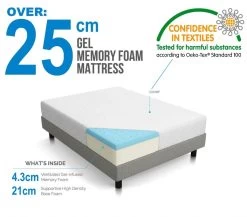 Palermo Double 25cm Gel Memory Foam Mattress - Dual-Layered - CertiPUR-US Certified -Best Bedding Store V63 821881 03
