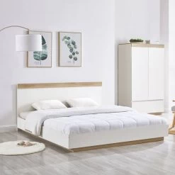 Aiden Industrial Contemporary White Oak Bed Frame -Best Bedding Store V80 CPA BF138 WOK D 02