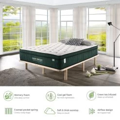 Green Tea Cool Gel Memory Foam Mattress 36cm 5 Zone King -Best Bedding Store V80 DD 36183SG 03 2 14
