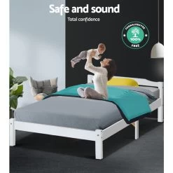 Artiss King Single Size Wooden Bed Frame Mattress Base Timber Platform White -Best Bedding Store WBED C 001KS 107 WH 06