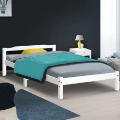 Artiss Single Size Wooden Bed Frame Mattress Base Timber Platform White 15 Artiss Single Size Wooden Bed Frame Mattress Base Timber Platform White -Best Bedding Store WBED C 001S 92 WH 06