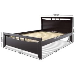 Artiss Double Size Wooden Bed Frame - Dark Cherry -Best Bedding Store WBED C 039D 137 AB 01