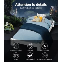 Artiss King Single Size Wooden Bed Frame Mattress Base Timber Platform JADE -Best Bedding Store WBED C 040KS 107 WH 02