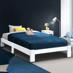 Artiss King Single Size Wooden Bed Frame Mattress Base Timber Platform JADE -Best Bedding Store WBED C 040KS 107 WH 06