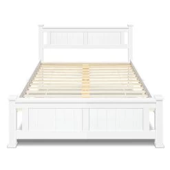 Double Size Wooden Bed Frame - White -Best Bedding Store WBED D 004D 137 AB 02