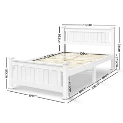 King Single Wooden Bed Frame - White -Best Bedding Store WBED D 004KS 107 AB 01
