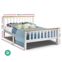 Artiss Double Full Size Wooden Bed Frame PONY Timber Mattress Base Bedroom Kids -Best Bedding Store WBED D TC18 137 AB 01