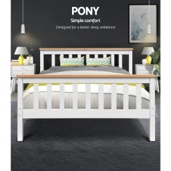 Artiss Double Full Size Wooden Bed Frame PONY Timber Mattress Base Bedroom Kids -Best Bedding Store WBED D TC18 137 AB 02