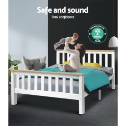 Artiss Double Full Size Wooden Bed Frame PONY Timber Mattress Base Bedroom Kids -Best Bedding Store WBED D TC18 137 AB 07