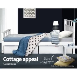 Artiss Wooden Bed Frame King Single Size Timber Kids Adults Mattress Bed Base EVA -Best Bedding Store WBED F FLAT EVA KS 05