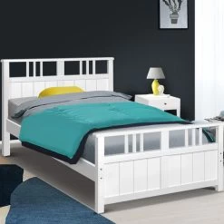 Artiss Wooden Bed Frame King Single Size Timber Kids Adults Mattress Bed Base EVA -Best Bedding Store WBED F FLAT EVA KS 99