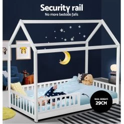 Artiss Wooden Bed Frame Single Size Timber Mattress Base Pine Platform White ROCK -Best Bedding Store WBED F HOUSE ROCK S AB 05