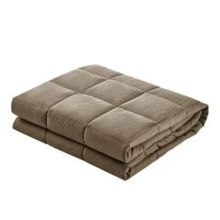 Giselle Bedding 2.3KG Cotton Weighted Blanket Heavy Gravity Calm Size Brown -Best Bedding Store WBLANKET CT 2300 BR 02