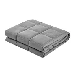 Giselle Bedding 2.3KG Cotton Weighted Gravity Blanket Snuggle Deep Sleep Relax Light Grey -Best Bedding Store WBLANKET CT 2300 LGY 02