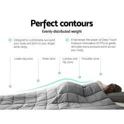 Giselle Bedding 2.3KG Cotton Weighted Gravity Blanket Snuggle Deep Sleep Relax Light Grey -Best Bedding Store WBLANKET CT 2300 LGY 04