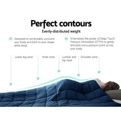 Giselle Bedding 2.3kg Cotton Weighted Blanket Deep Relax Gravity Size Navy -Best Bedding Store WBLANKET CT 2300 NAVY 04