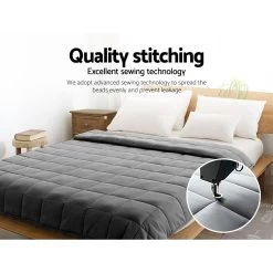 Weighted Blanket Adult 5KG Heavy Gravity Blankets Microfibre Cover Calming Relax Anxiety Relief Grey -Best Bedding Store WBLANKET CT 5KG 07
