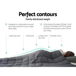 Weighted Blanket Adult 7KG Heavy Gravity Blankets Microfibre Cover Glass Beads Calming Sleep Anxiety Relief Grey -Best Bedding Store WBLANKET CT 7KG 04