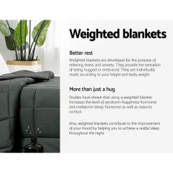 Giselle Bedding 9KG Cotton Heavy Gravity Weighted Blanket Deep Relax Adult Black -Best Bedding Store WBLANKET CT 9KG BK 03