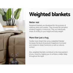 Giselle Bedding 9KG Cotton Gravity Weighted Blanket Deep Relax Calm Adult Brown -Best Bedding Store WBLANKET CT 9KG BR 03