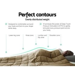 Giselle Bedding 9KG Cotton Gravity Weighted Blanket Deep Relax Calm Adult Brown -Best Bedding Store WBLANKET CT 9KG BR 04