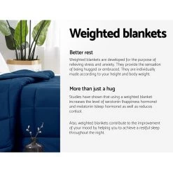 Giselle Bedding 9KG Microfibre Weighted Blanket Heavy Gravity Deep Relax Adult Navy -Best Bedding Store WBLANKET CT 9KG NAVY 03