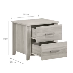 2 Drawers Bedside Table In White Oak -Best Bedding Store bedside d