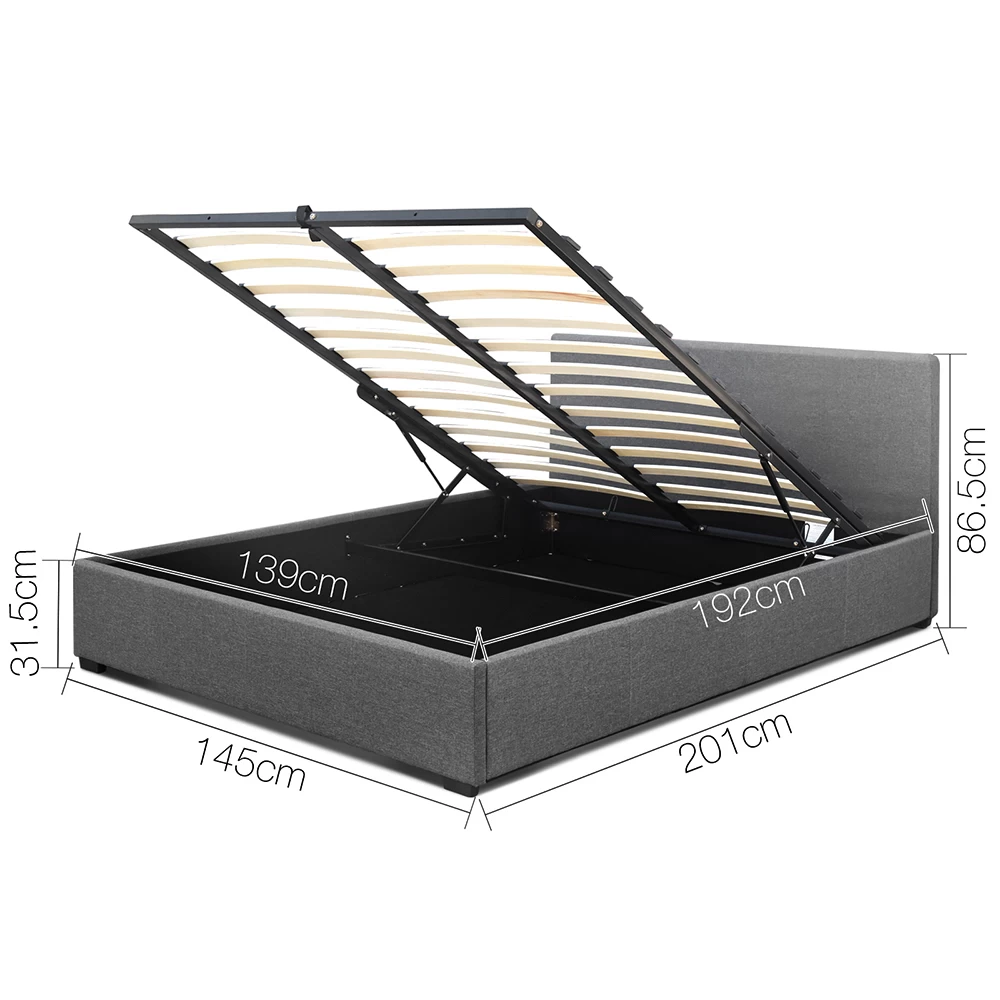 Artiss Double Size Fabric And Wood Bed Frame Headboard - Grey 4 Artiss Double Size Fabric And Wood Bed Frame Headboard - Grey - Image 2