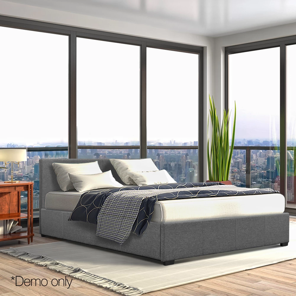 Artiss Double Size Fabric And Wood Bed Frame Headboard - Grey 11 Artiss Double Size Fabric And Wood Bed Frame Headboard - Grey - Image 9