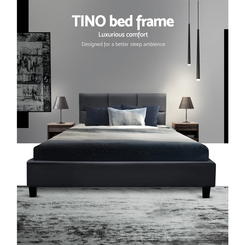Artiss TINO Single Size Bed Frame Base Fabric Headboard Wooden Mattress 5 Artiss TINO Single Size Bed Frame Base Fabric Headboard Wooden Mattress - Image 3