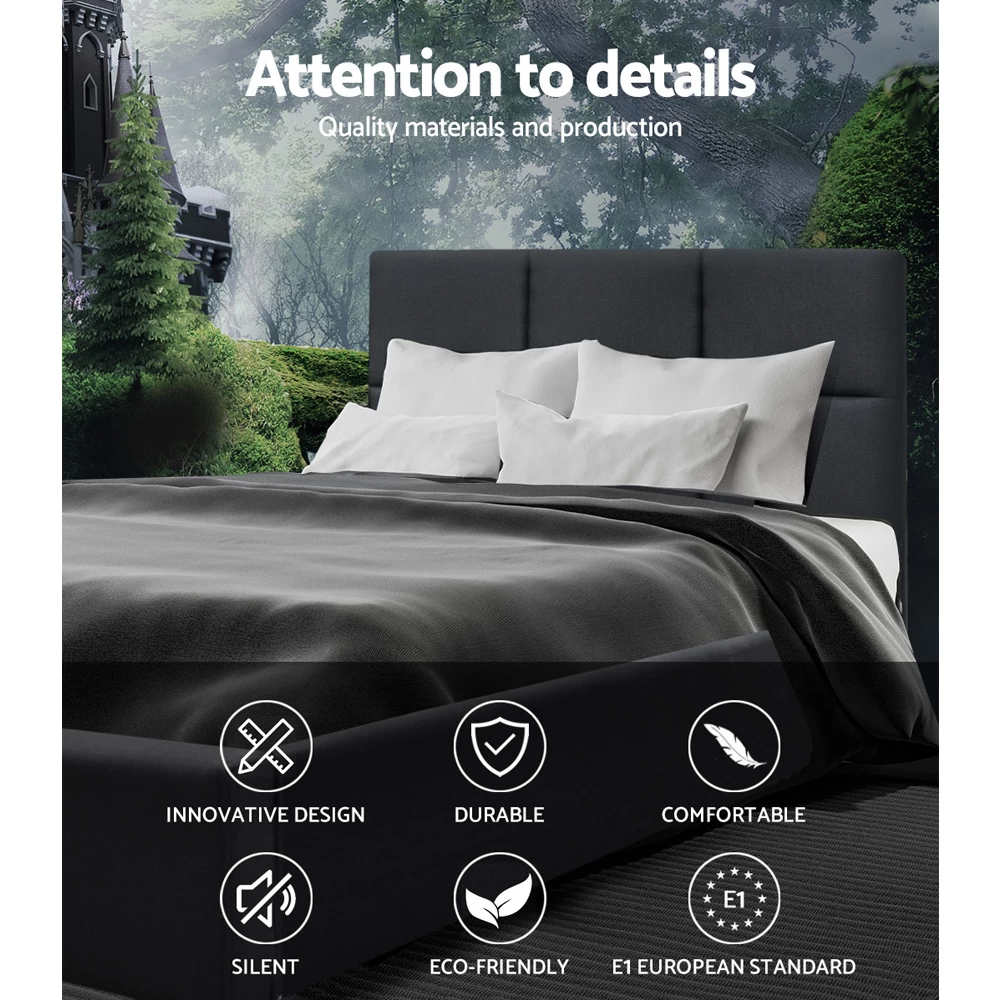 Artiss TINO Single Size Bed Frame Base Fabric Headboard Wooden Mattress 6 Artiss TINO Single Size Bed Frame Base Fabric Headboard Wooden Mattress - Image 4