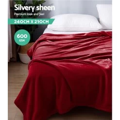 Giselle Bedding Faux Mink Blanket Winter Quilt Doona Fleece Throw Rug Red King -Best Bedding Store blanket fm k rd 04
