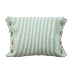 Button Stripe Green Cushion By MM Linen
