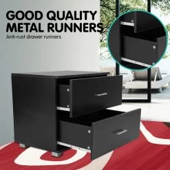 Bedside Table With Drawers MDF Wood - Black -Best Bedding Store cbt 059 040 051 bk 6