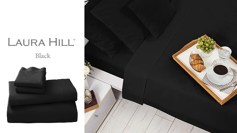 Black Cotton Microfibre 500tc 4pc King Sheet Set 4 Black Cotton Microfibre 500tc 4pc King Sheet Set - Image 2