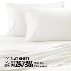 Cotton Microfibre 1000TC 4pc King Sheet Set - White -Best Bedding Store cvc 10ks wh 4