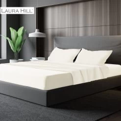 Cotton Microfibre 1000TC 4pc King Sheet Set - White -Best Bedding Store cvc 10ks wh 6