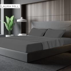 Cotton Microfibre 1000TC 4pc Queen Sheet Set - Pewter -Best Bedding Store cvc 10qs pew 6