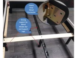 Albans Double Bed Frame Grey PU Leather Upholstered -Best Bedding Store details metal bar and legs 3 5