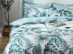 Queen Size 3pcs Tropical Aqua Blue Quilt Cover Set