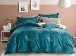 Queen Size 3pcs Turquoise Circle Quilt Cover Set