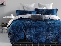 King Size 3pcs Navy Matrix Quilt Cover Set