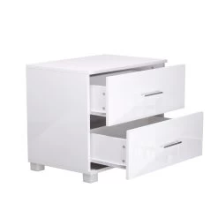 Artiss High Gloss Two Drawers Bedside Table - White -Best Bedding Store furni gloss side wh 02